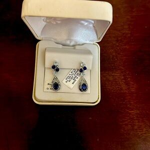 NWT Blue Topaz and Sapphire Silver Earrings